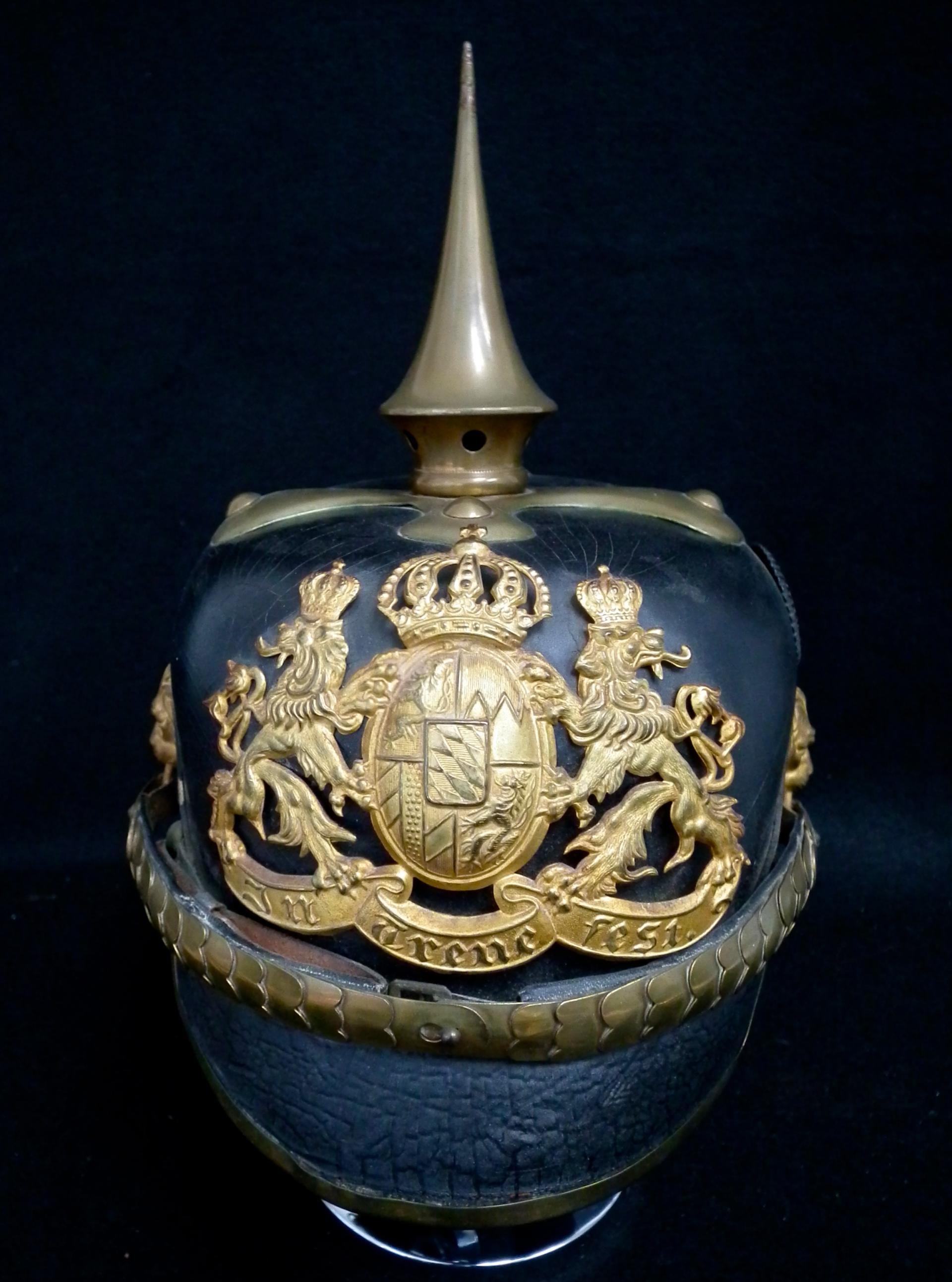 Bavarian Mounted Police Commander Pickelhaube with Case