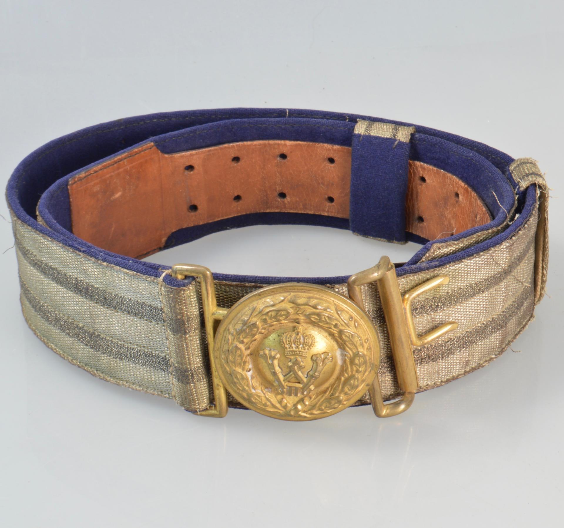Prussian Officers Brocade Belt in silver Bullion