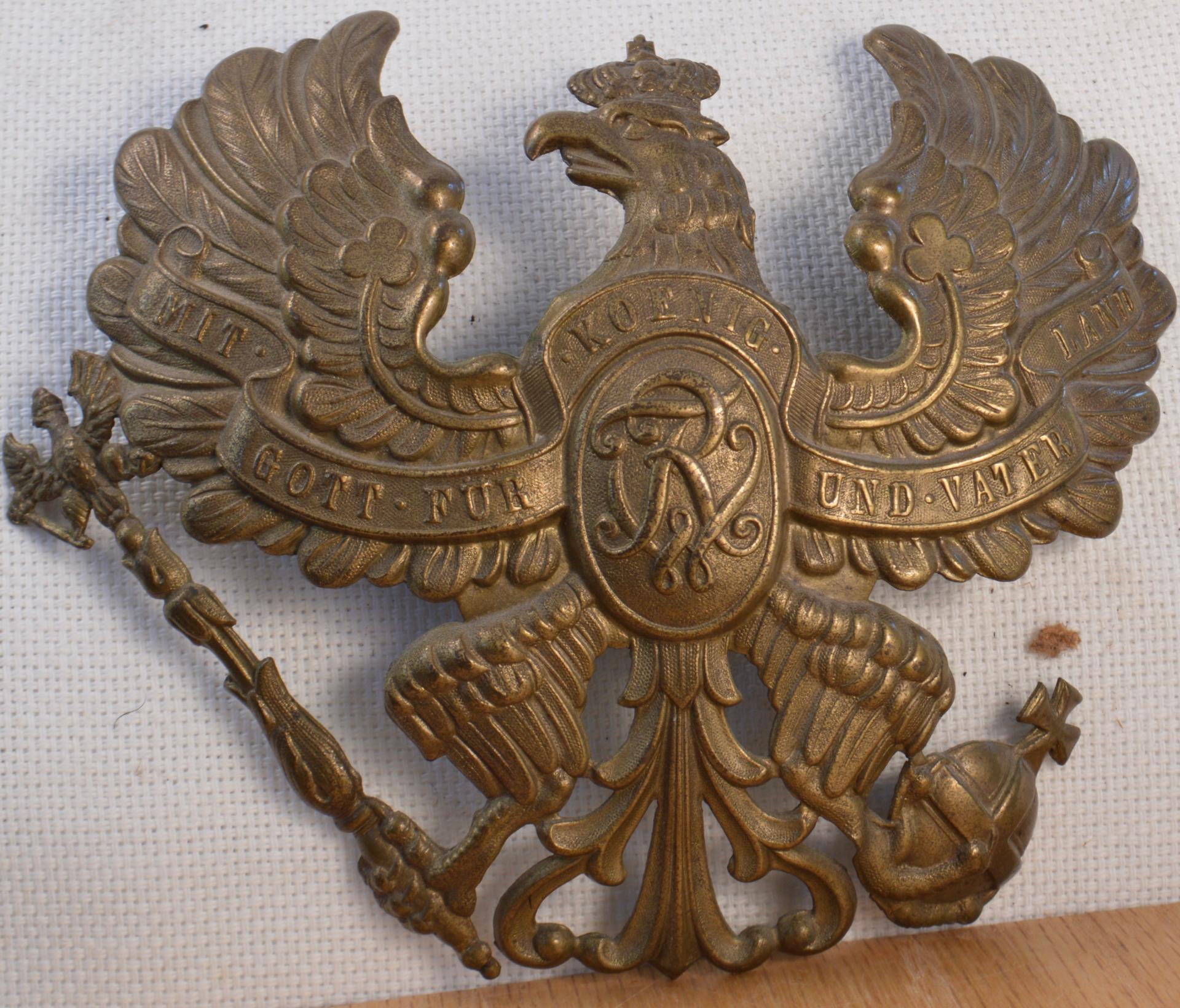 Prussian "Old Regiment" Enlisted Grenadier Plate for Pickelhaube
