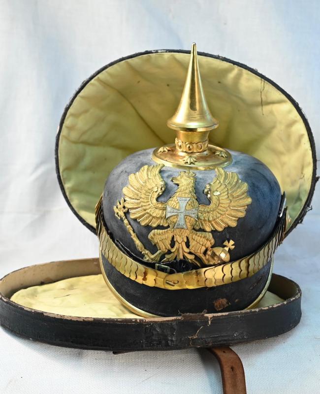 Prussian Landwehr Infantry Officers Pickelhaube with case.