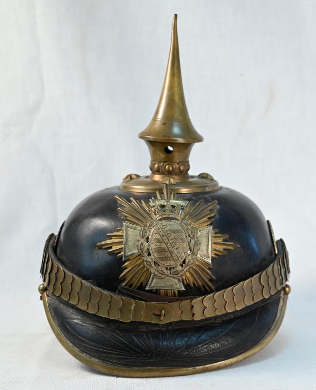 Saxon Infantry Reserve Officer/NCO Pickelhaube with Case & Cover