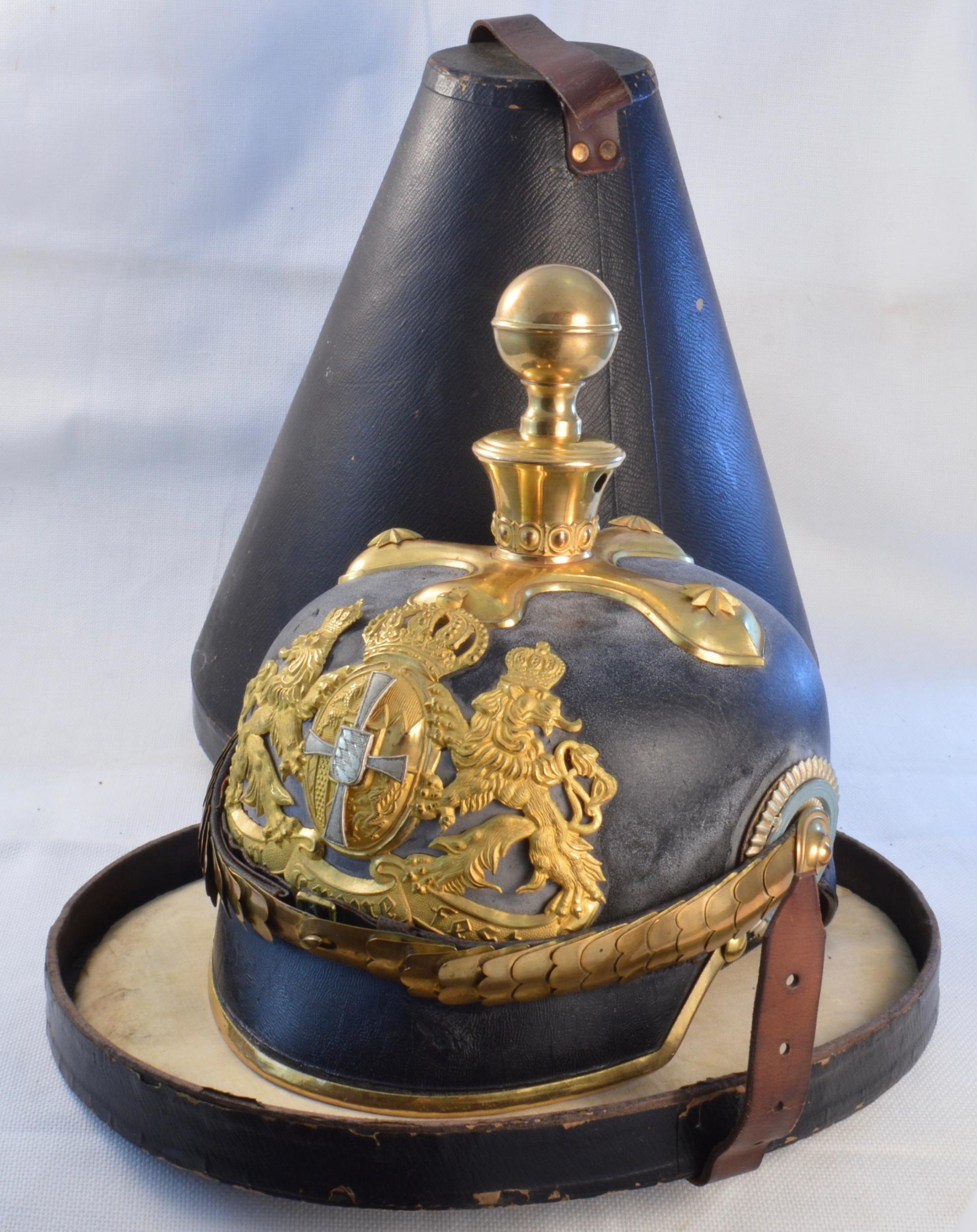 Bavarian Reserve Artillery Officer's Pickelhaube with Case