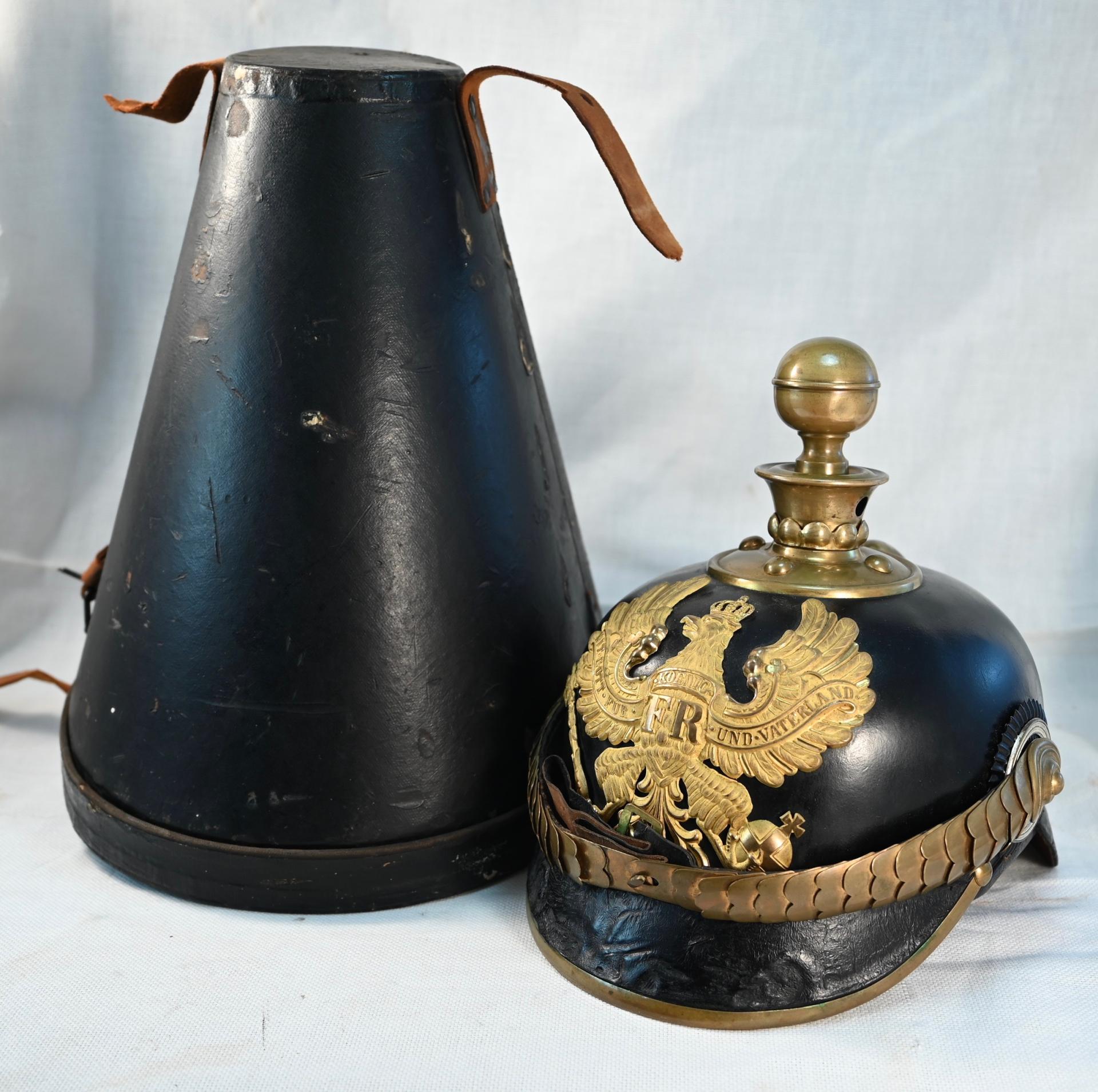 Prussian Field Artillery "Eigentums Helm" Pickelhaube with case