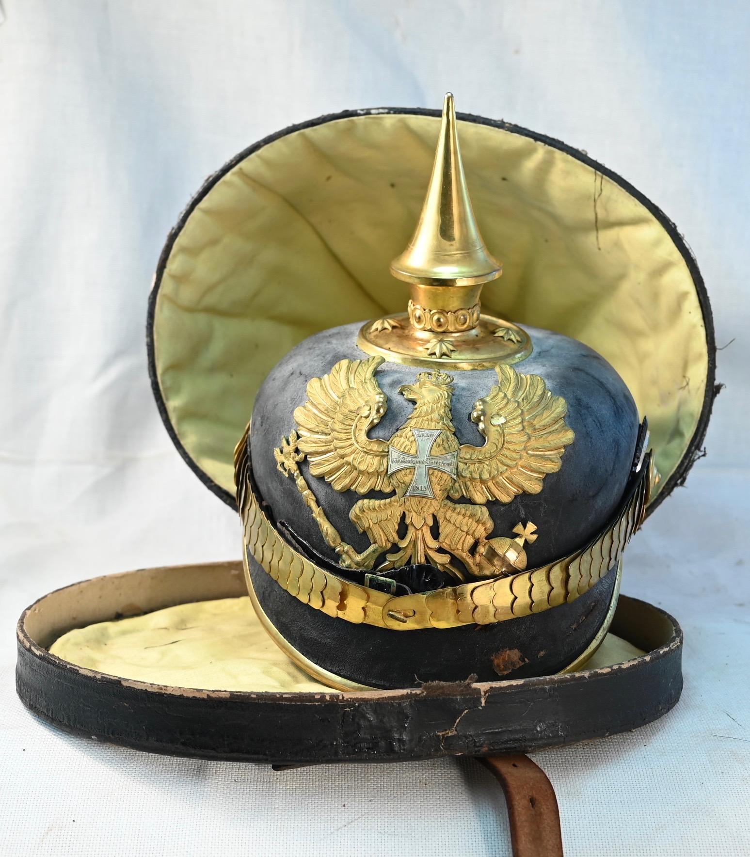 Prussian Landwehr Infantry Officers Pickelhaube with case.