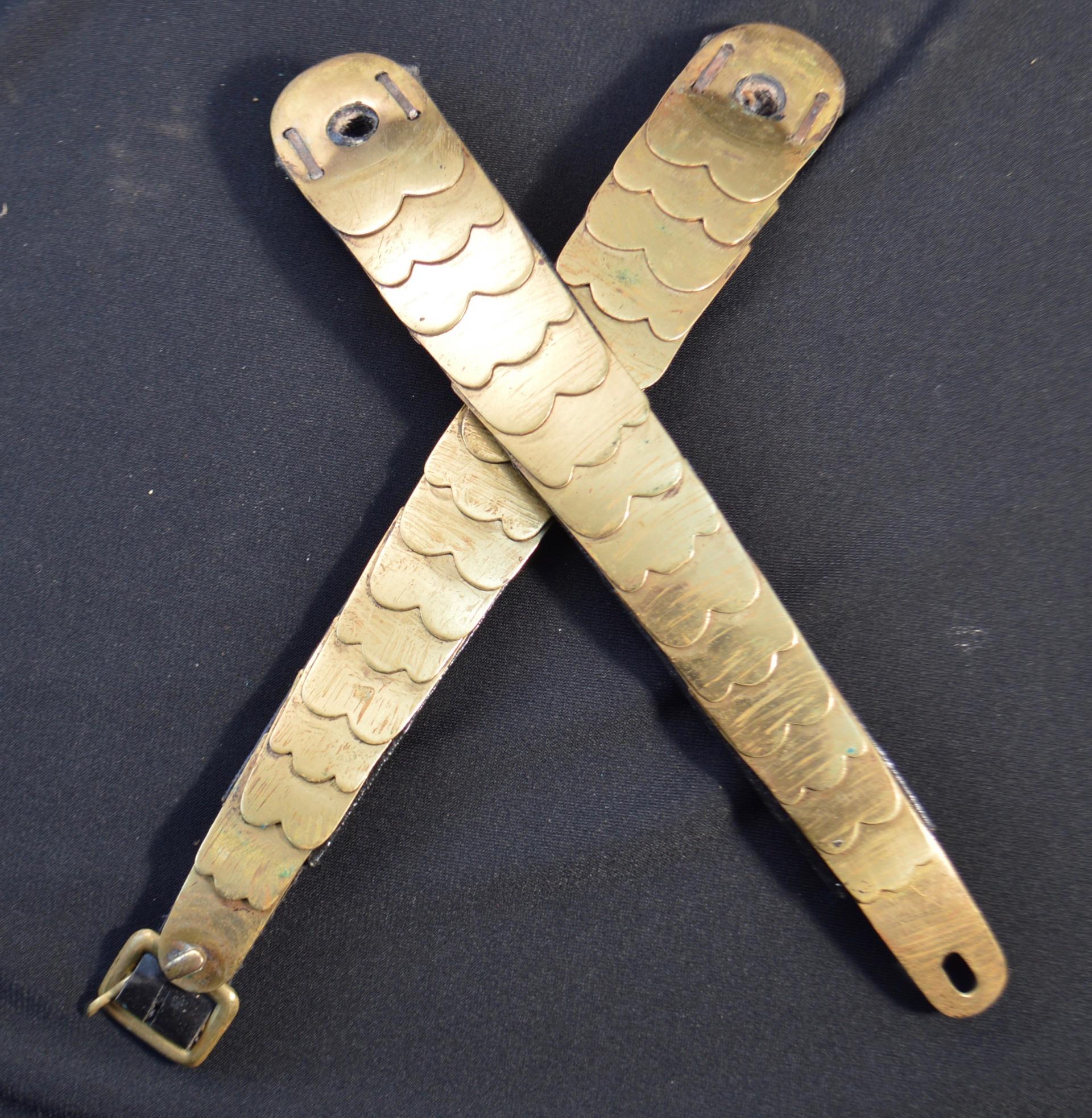 German Flat brass chinscales for officers Pickelhaube