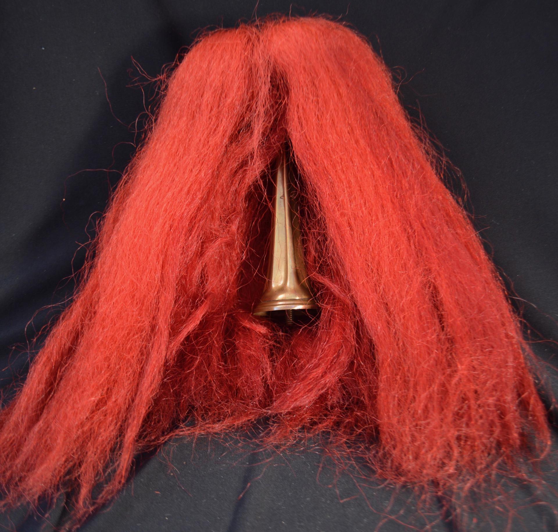 Red Haarbush for Officers Pickelhaube in yack hair, with gold Bavarian Trichter