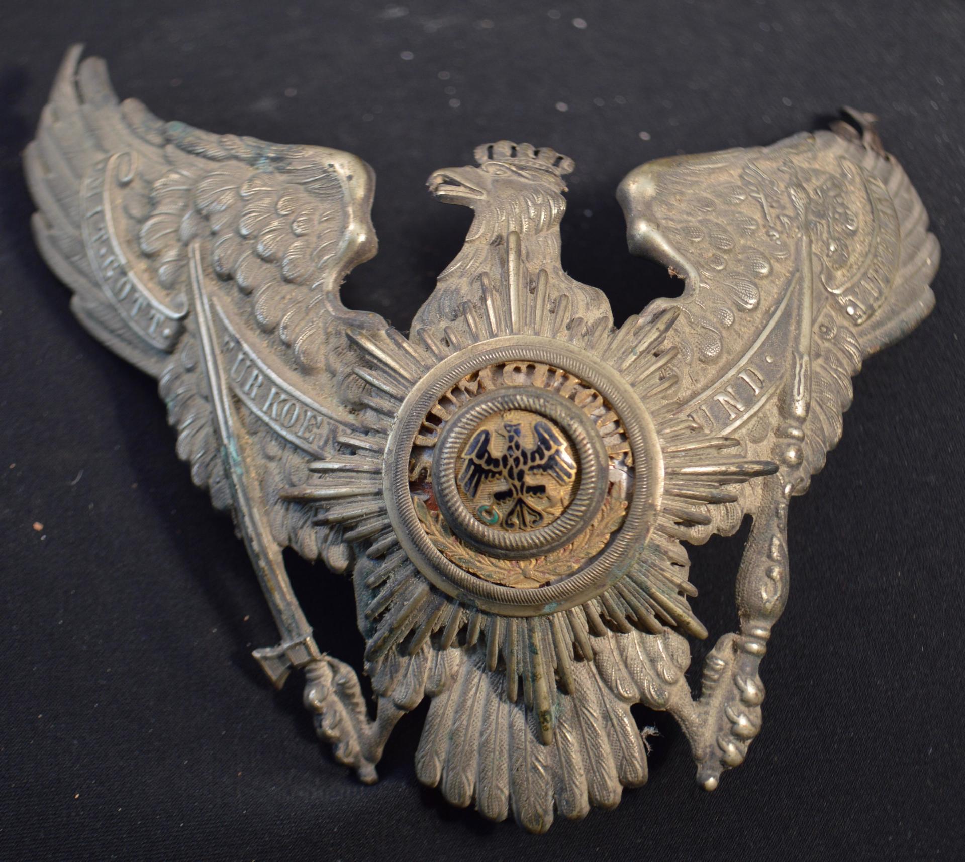 Prussian 1st or 3rd Garde Uhlan Officers Tschapka Plate